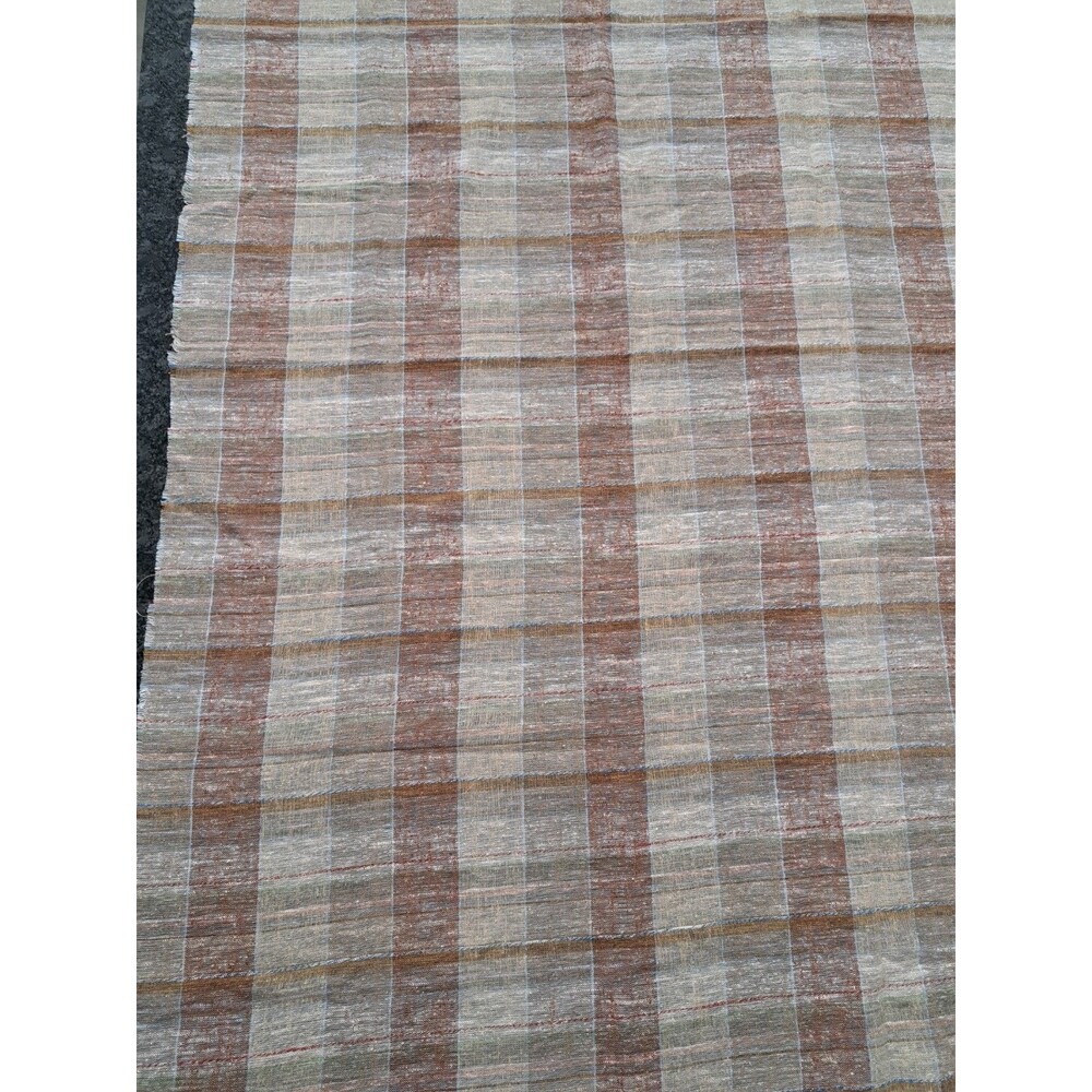 Vintage Fabric Neutral Earth Tones Loose Weave (Linen?) 59.5" x 36"